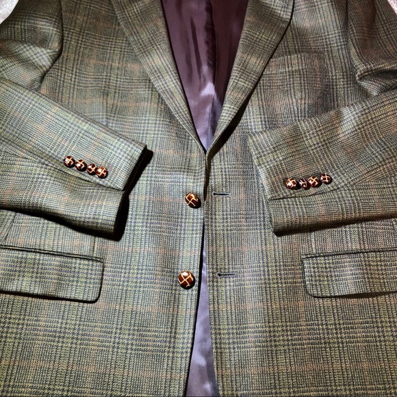 LAUREN RALPH L blazer 42L olive brown faux patches